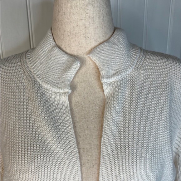 Lou & Grey Open Front Cardigan Sweater  white/Navy Sz L NWOT - Picture 2 of 12